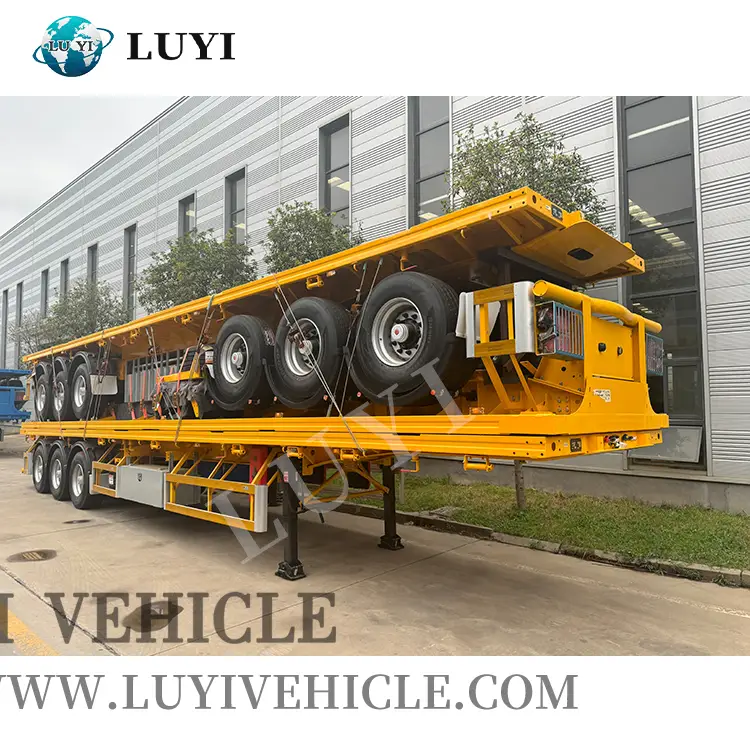 40 قدم حاويات شاحنة مسطحة نصف مقطورة 1