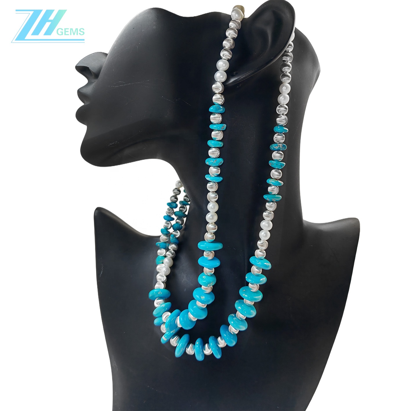 Abun Wuya Na Halitta Biyu Turquoise Ƙaunar Lu'ulu'u na Halitta <000000 12