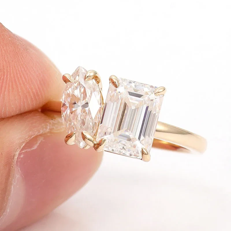 Fine Jewelry High Quality Engagement Wedding Ring 18k 14k 10k Solid Gold Emerald/marquise Cut Moissanite Diamond Ring Women Men 1
