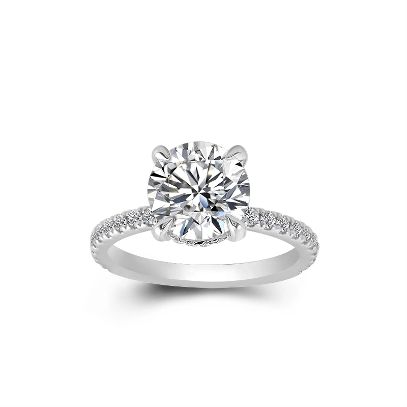 1.81CTW Igi zertifizierter Diamantring F-VS CVD Diamant-Verlobungsring 14K Weißgold Labor Diamant asphaltiert Bandring mit verstecktem Halo 1