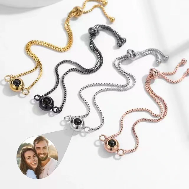 Hot Selling Titanium Steel Mirror Ball Projection Bracelet In 100 Languages I Love You Customized Couple Bracelet 1