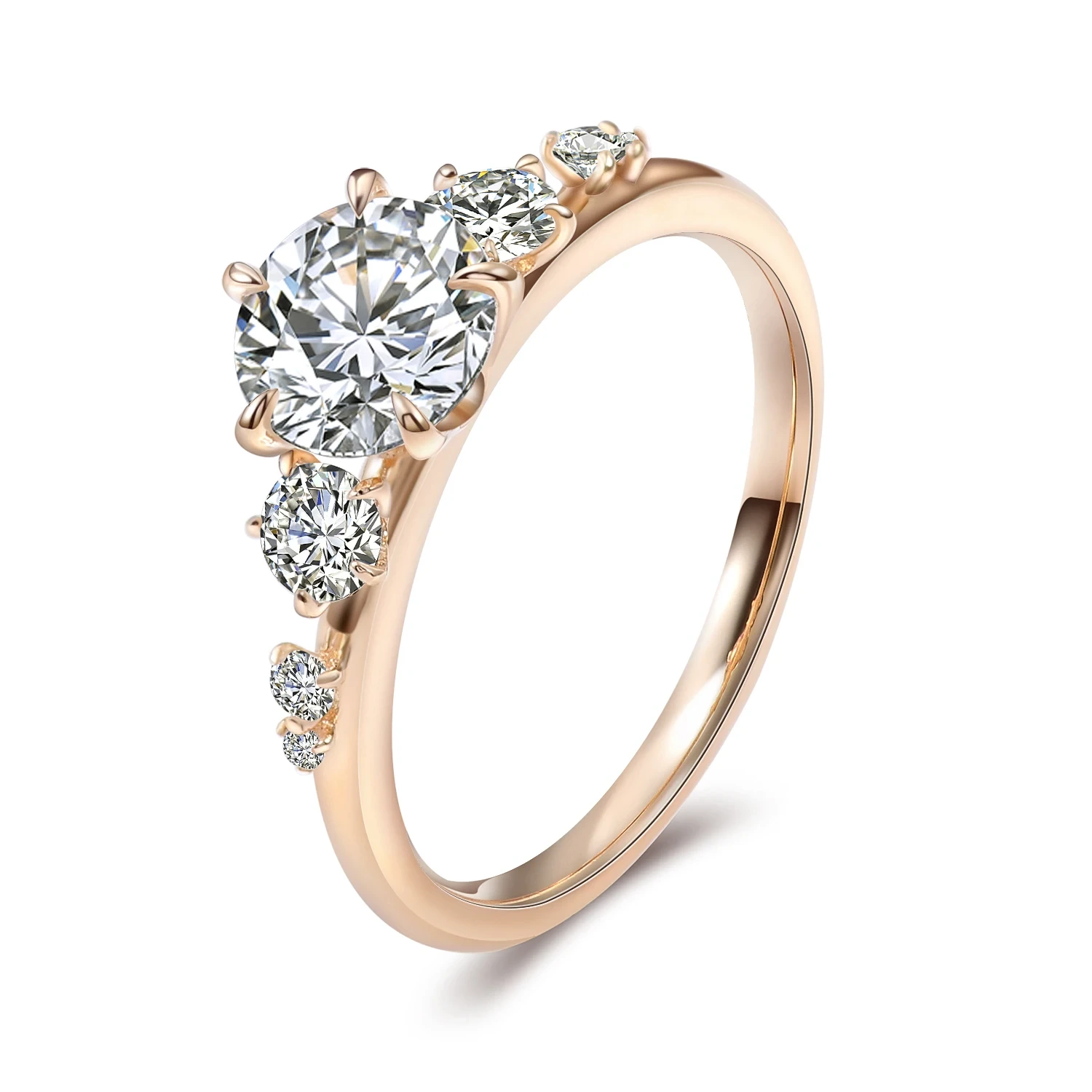 New 1ct Round Cut Moissanite Diamond Ring For Women Wedding Engagement Jewelry D Color Vvs 18k Gold Moissanite Ring 1