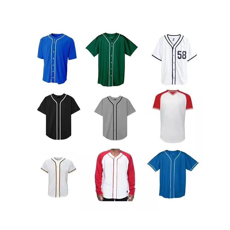 DBlue Blank Dath éide de Beisbol sublimation Fir Priontáil Fir Baseball Jersey Meicsiceo Jersey Baseball 1