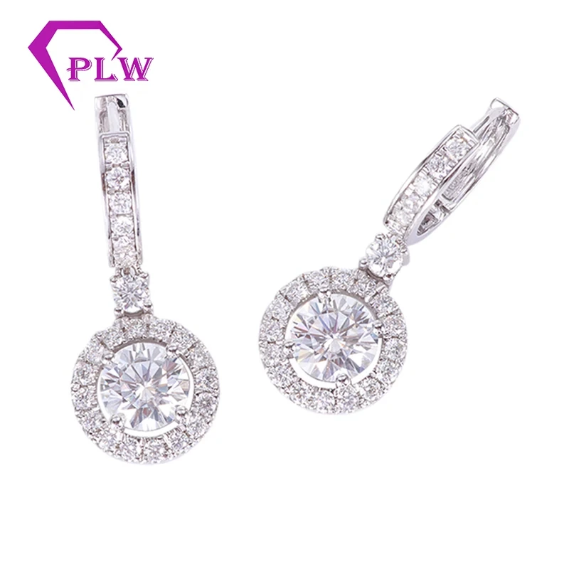 New Arrival Custom 14k White Gold Def 0.8ct Moissanite Huggie Earrings Earrings Birthday Gift 1