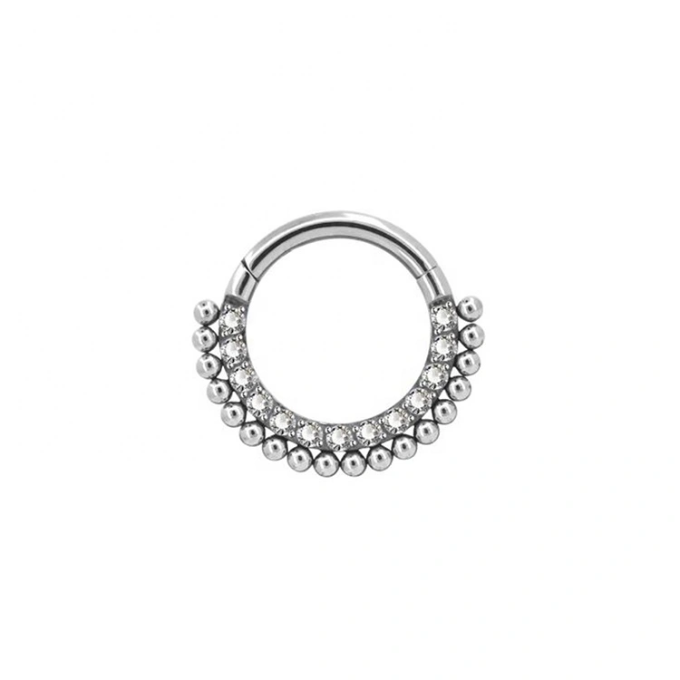 Eternal Metal 16g 1.2mm Astm F136 Titanium Cz Bezel Hinged Segment Septum Piercing Body Jewelry 1
