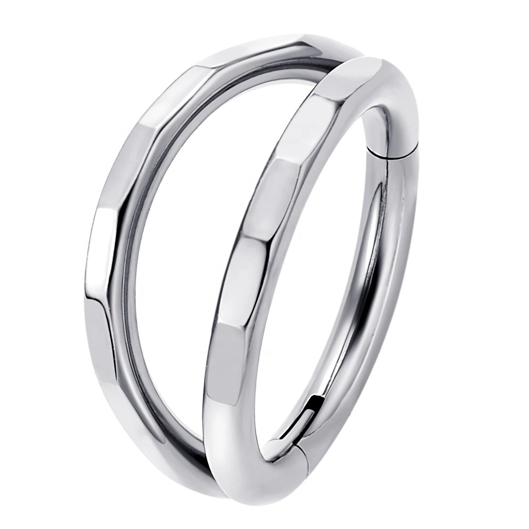 Eternal Metal Astm F136 Titanium Faceted Hinged Segment Hoop Ring Piercing Jewelry 1
