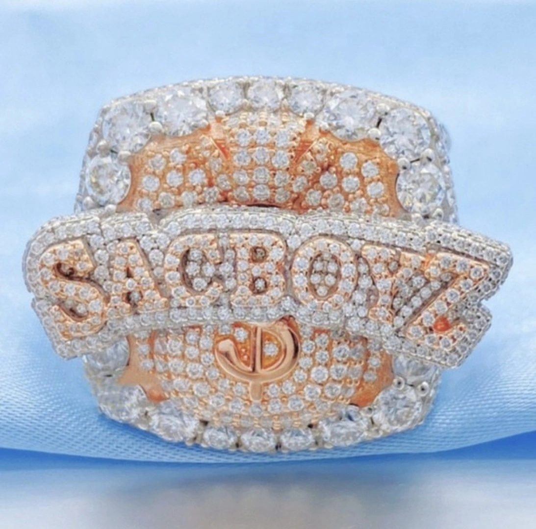 Luxury Custom Hip Hop Fine Jewelry Men's Iced Out Champion Ring Real Vvs Moissanite Diamond 925 Silver 10k Gold Ring Men 1
