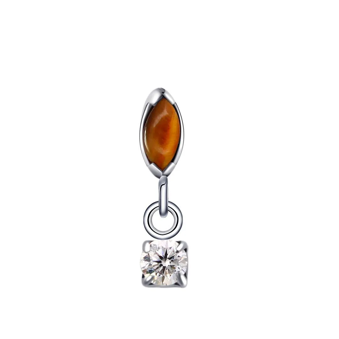 Eternal Metal Astm F136 Titanium Marquise Stone And Cz Threadless Labret Top Threadless Piercing 1