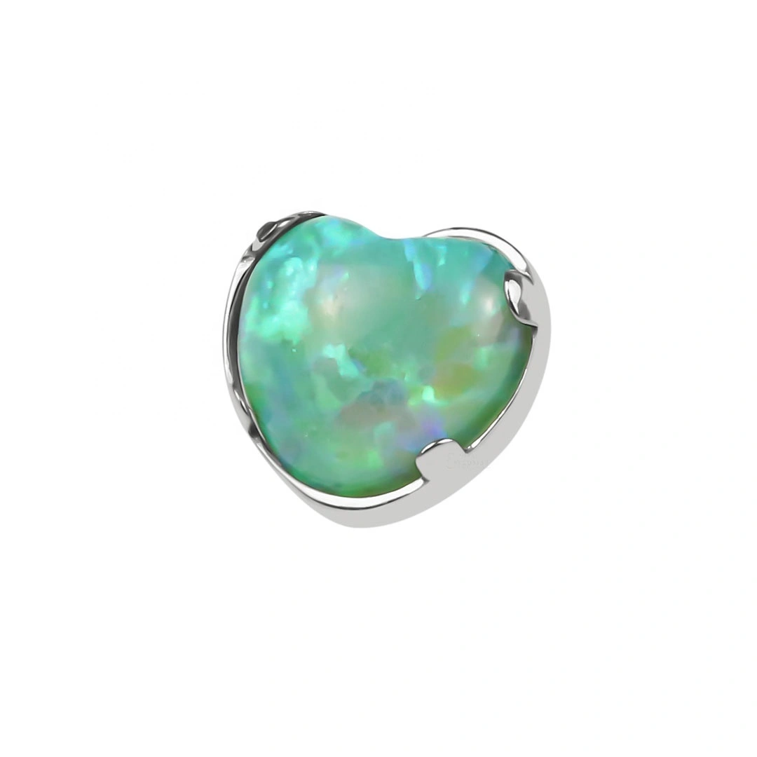 Eternal Metal Astm F136 Titanium Prong Setting Heart Shaped Opal Threaded Ends Astm F136 Piercing G23 Titanium Piercing 1