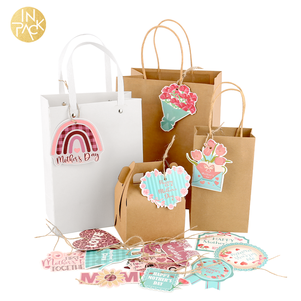 Luxury Brown Kraft Gift Bag with Tag - Customizable Size & Logo 5