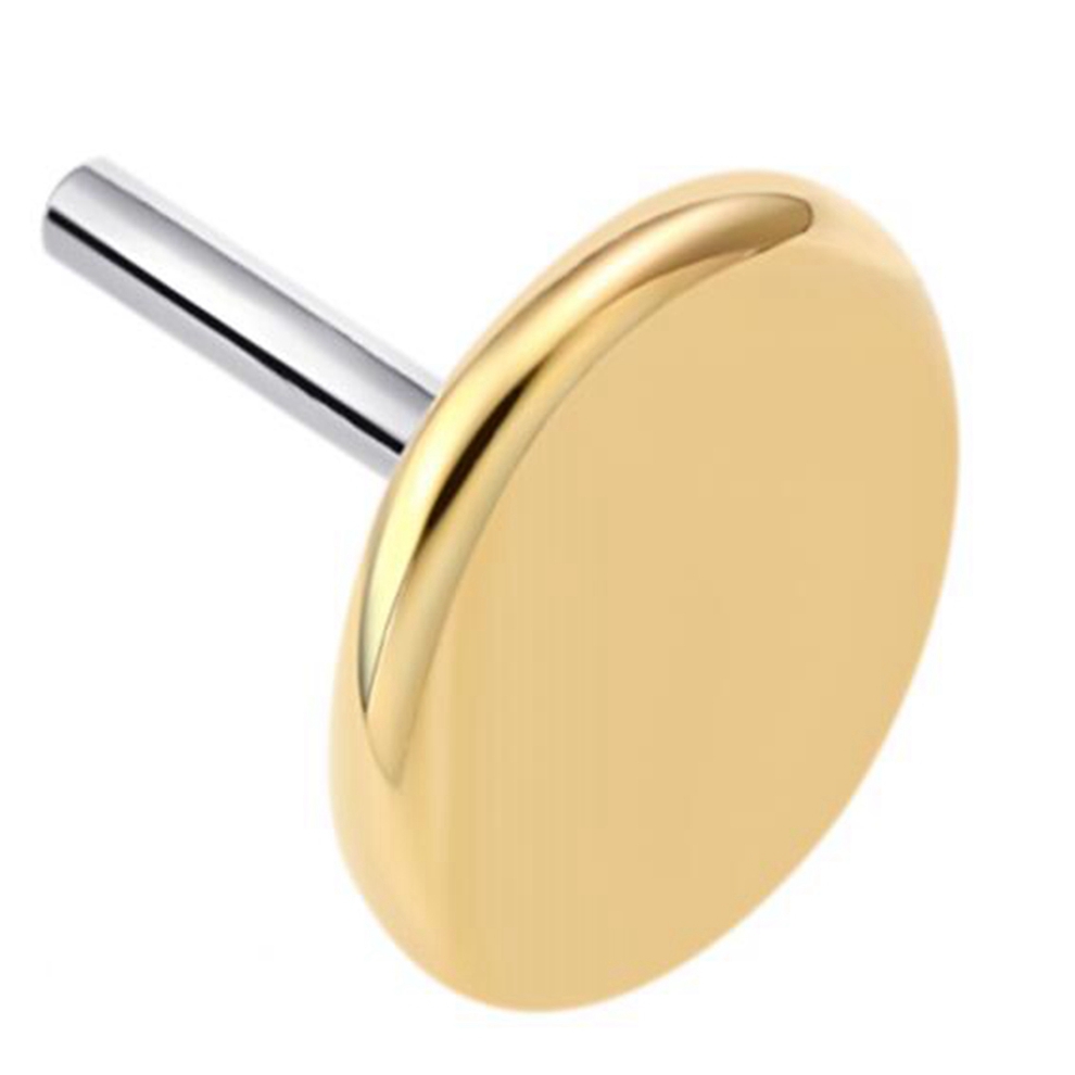 Eternal Metal 14k Solid Yellow Gold Plain Round Flat Nose<000000>earring Piercing Labret Jewelry Threadless Push In Ends Tops 8