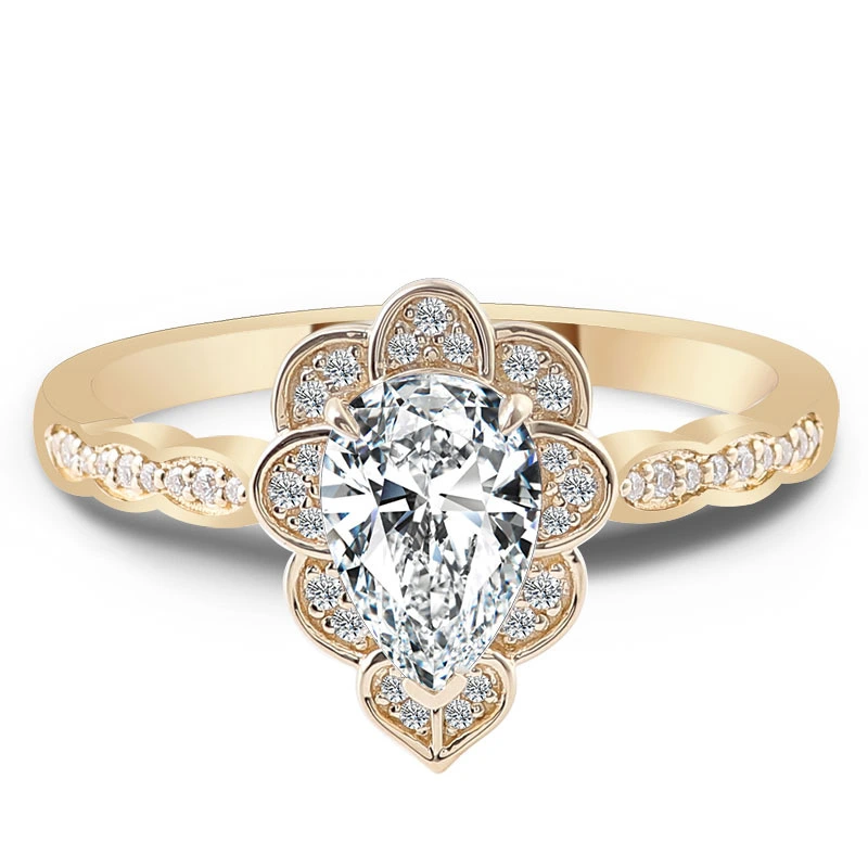 Joyería de precio al por mayor 1.5ct 14k dvvs de oro real sólido Anillo de compromiso de diamantes Moissanite para anillo de mujeres de boda de lujo 1