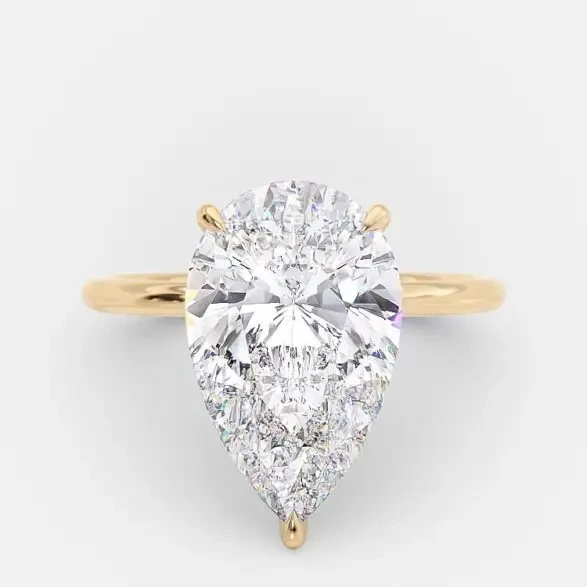 4.33ct Pear Cut Lab Diamond F-vvs2 Engagement Ring With Hidden Halo 18k Igi Certified Diamond Solid Gold Ring 1