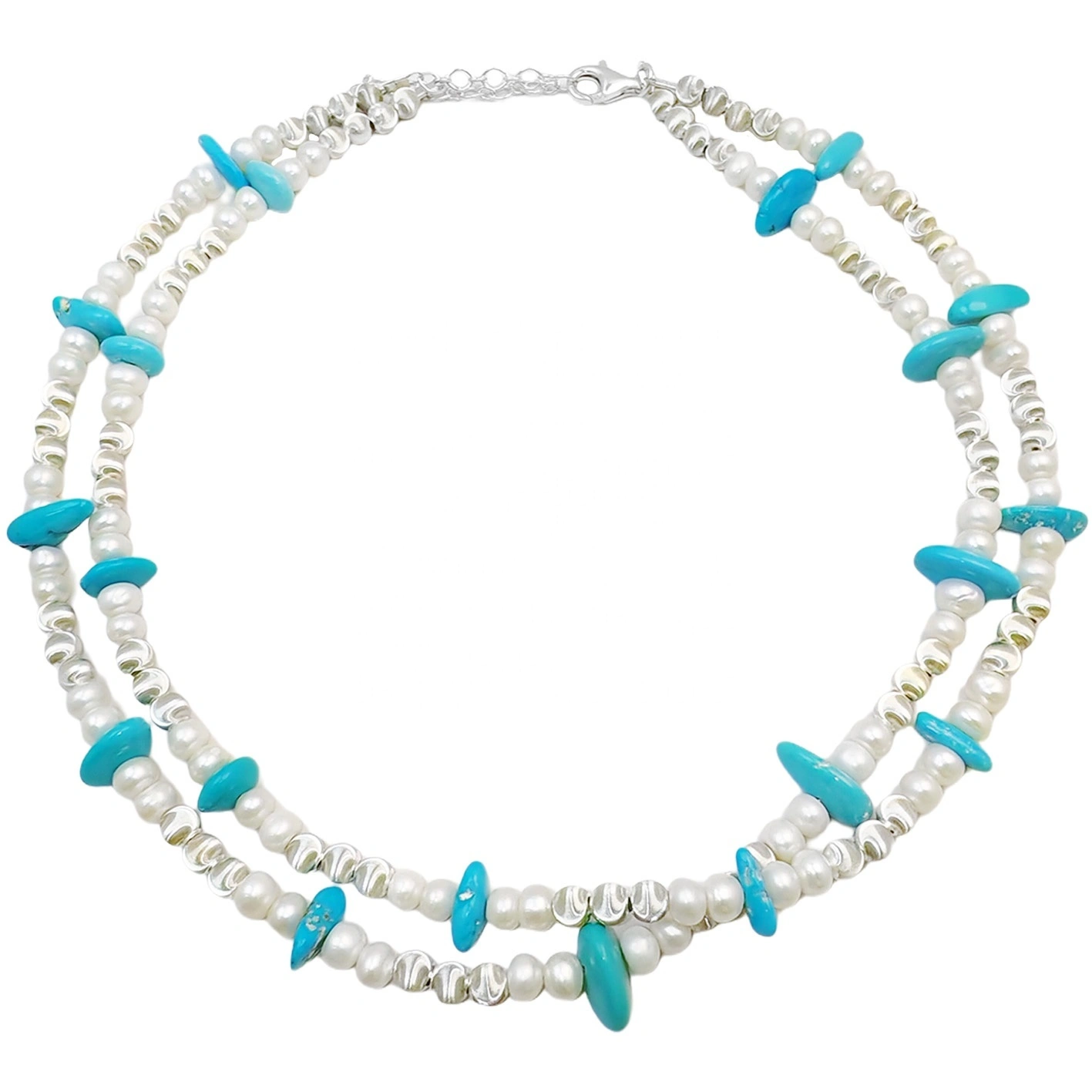Goddess Essential Pearl Double Necklace Jewelry S 925 Silver Beads Natural Turquoise Silver Bracelet Jewelry 1