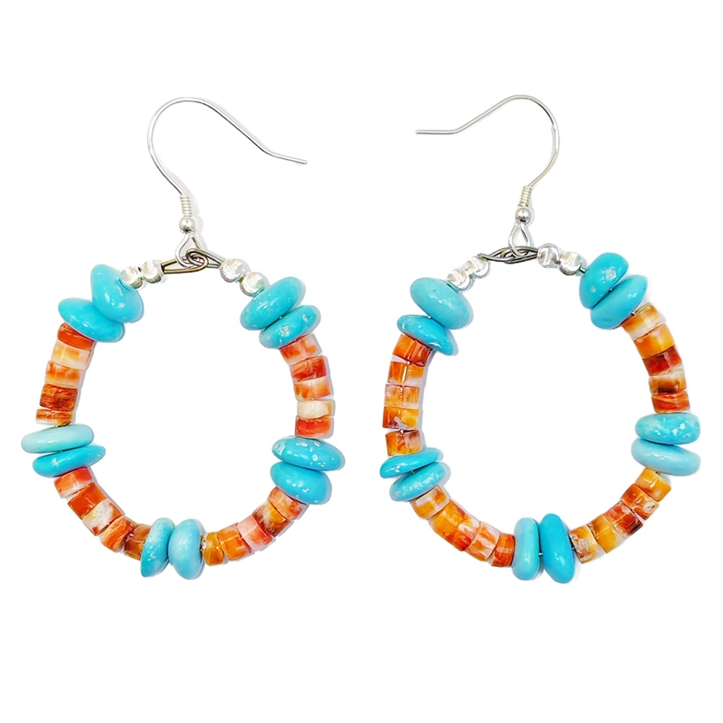Beautiful High Quality Turquoise Orange Spiny Oyster Set Engagement Gift Daily Wear Natural Turquoise High Jewelry 1