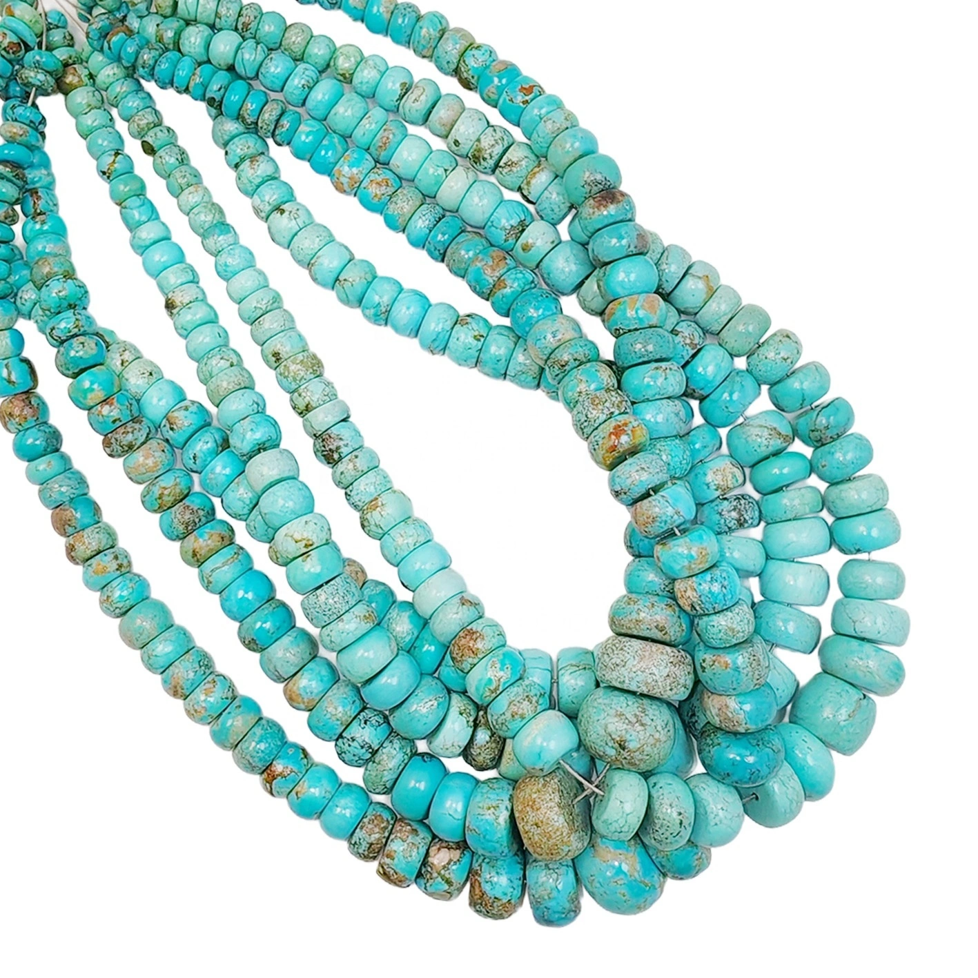 Shanga Asilia za Turquoise Mviringo wa Vito 6-10mm Kijani Kwa Kutengeneza Vito vya Diy na Ubunifu wa Shanga 1