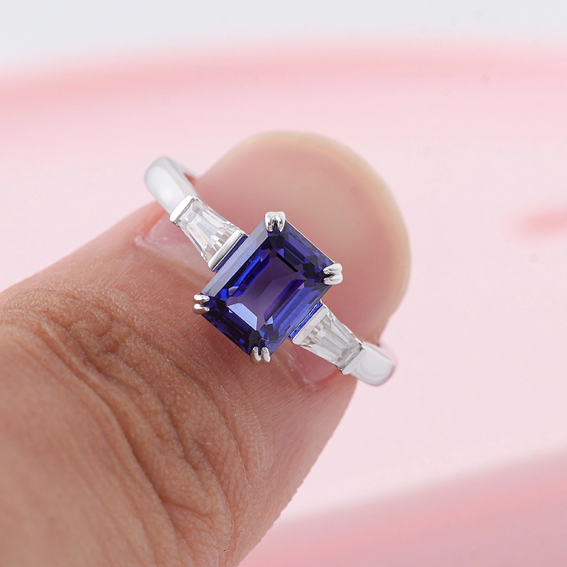 Luxury Lab Gemstone 3CT Radiant Cut Blue Blue Sapphire Ring Silver 925 / 10K / 14K / 18K Gold Ring Engagement Design Fine Bijoux pour les femmes 1