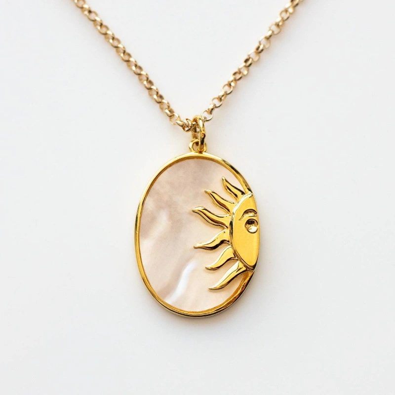 New Moon Necklace Collection Zircon Fritillaria Titanium Steel Necklace Stainless Steel Electroplated 18k Gold For Women Men 1