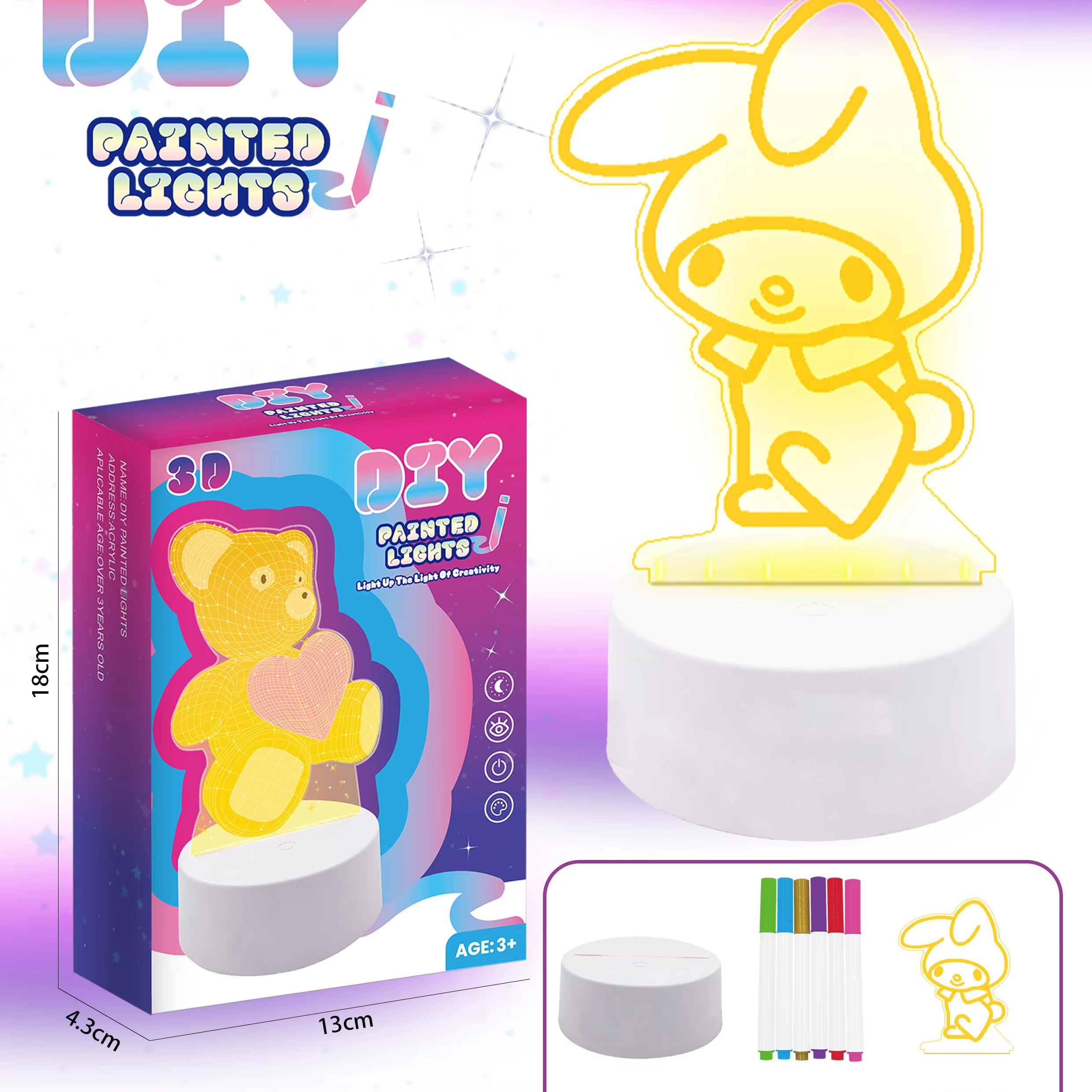 Creative Acrylic Lamp  Gl-CY20 3 Color Changing Drawing Board USB Touch Night Light Guangli 1