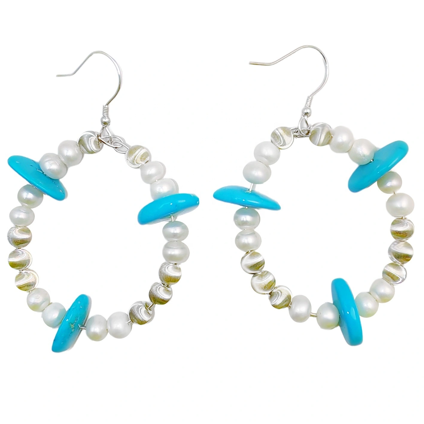 Natural Pearl And Turquoise Premium Earrings With Delicate S925 Silver Jewelry Original Earring Design Handmade 1