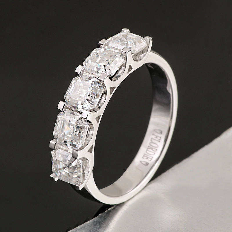 Provence Jewelry Soild Gold 18k 14k 10k White Gold Ring Asscher Cut Moissanite Diamond Anniversary Ring Moissanite Jewelry Band 1