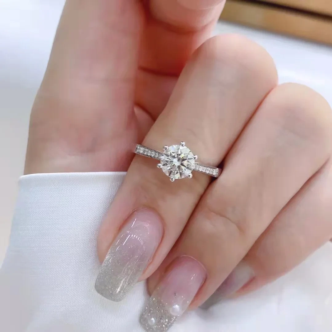 Gia 1.01ct Round Brilliant Cut F Color Si1 Good Cutting Diamond Jewelry Six Prong 18k Gold Diamond Ring 1