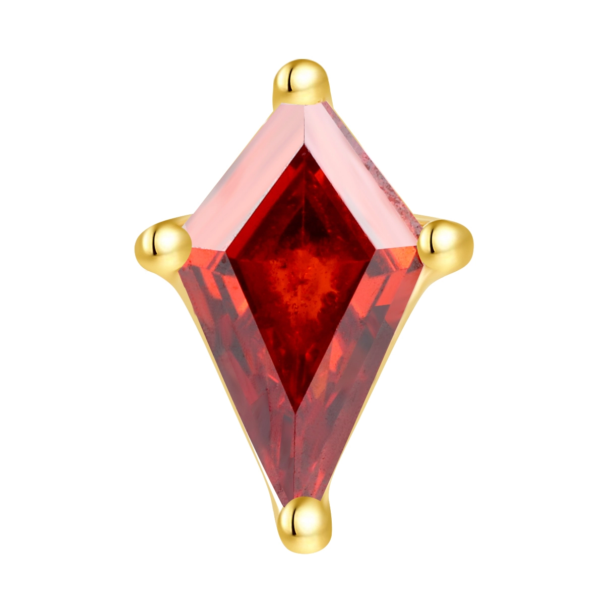 Eternal Metal Romantic Red Zircon Inlay 14k Solid Gold Kite Threadless Ear Nose Jewelry For Fashionable Piercing Jewelry 1
