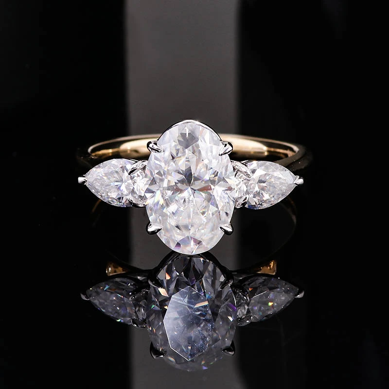 Custom Fine Jewelry Def Vvs Oval Shape In Claw Setting Moissanite Rings 10k 14k 18k Solid Real Gold Engagement Ring For Women 1