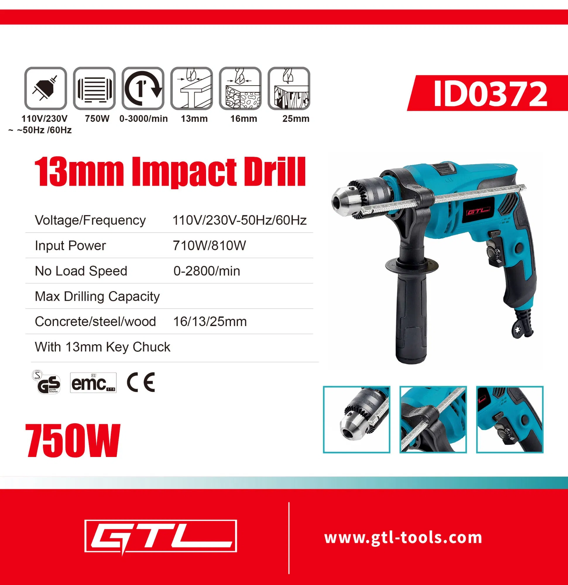 500W Electric Drill Tool With LED Indicator And Flashlight - GTL Tool 4