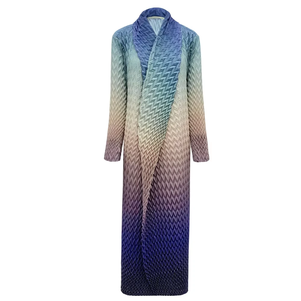 Plissee-Kleidung, exquisites, lässiges langes Kleid, Farbverlauf, offene Abaya-Kaftan-Robe in Fischschuppenform, V-Ausschnitt, mittlerer Osten, Damengroßhandel & Lieferung von Plissee-Mantel 1