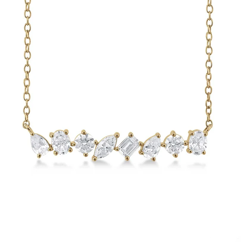 1 1/10 Ctw Scatter Multi Cut Lab Diamond Def Fashion Necklace In 14k Yellow Gold 1