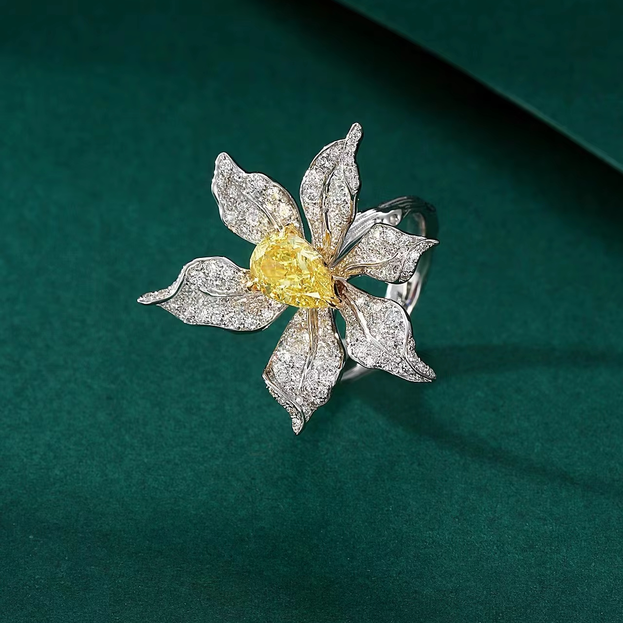 Provence Jewelry 1.3ct Fancy Vivid Yellow Lab Grown Diamond Ring Luxury Jewelry 14k Gold Adjustable Rings For Women 1
