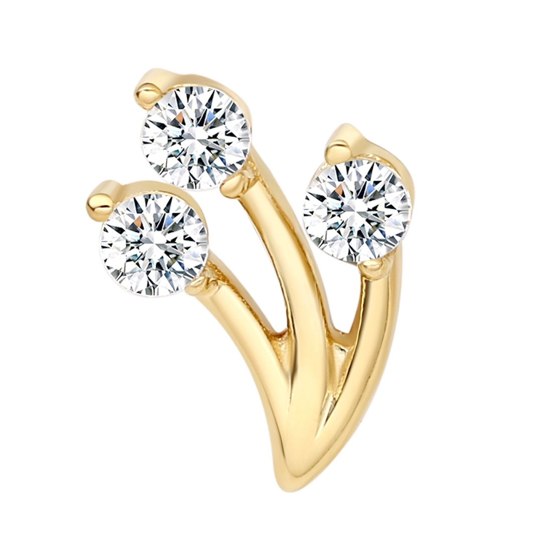 Eternal Metal 14k Solid Gold 5a Cz Paved Orchid Earnose Piercing Cartilage Tragus Jewelry Internally Threaded Ends Tops 1