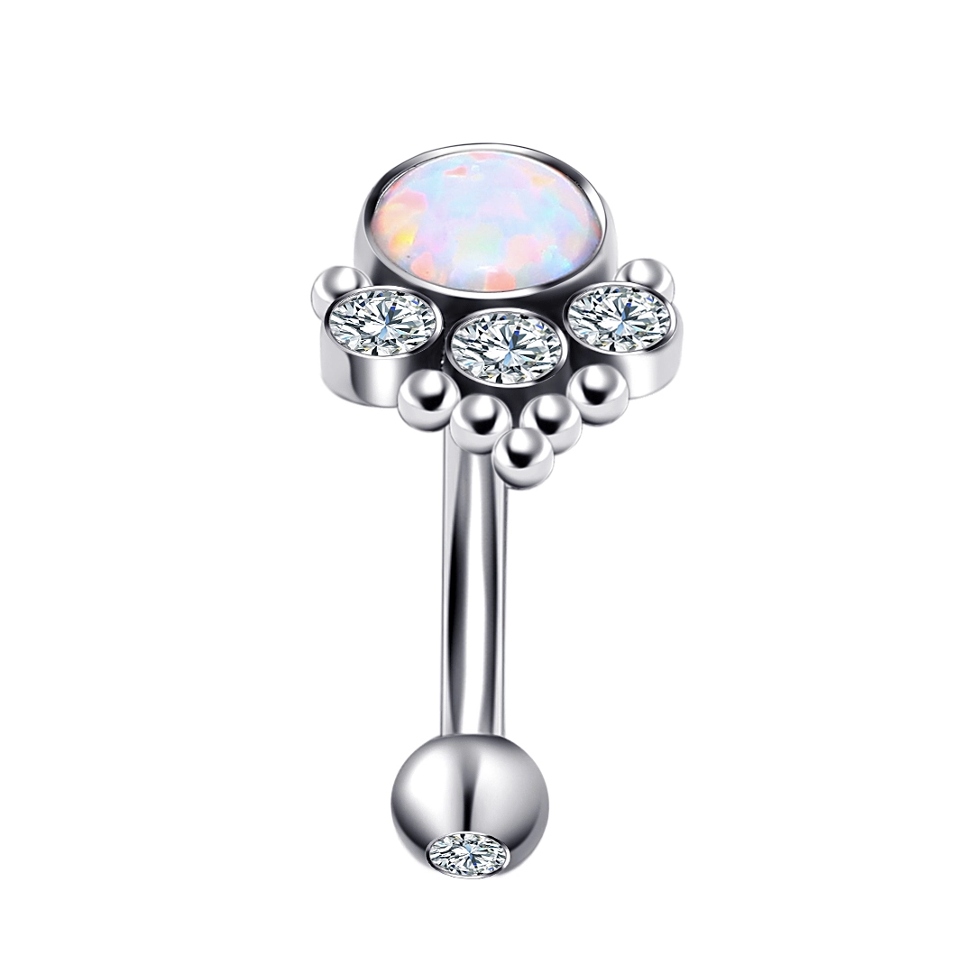 Eternal Metal Astm F136 Titanium Internally Threaded Synthetic Opal Navel Ring Body Jewelry Belly Ring 1