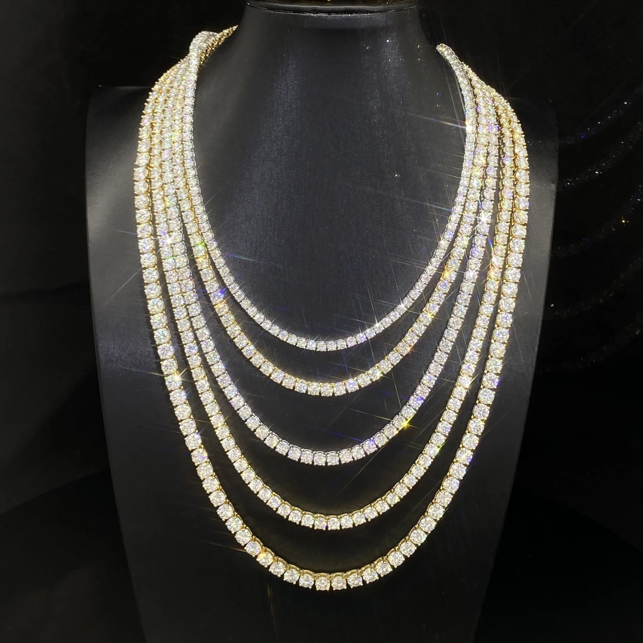 Factory Price Find Jewelry 18k Gold Plated 925 Sterling Silver 3mm 4mm 5mm Iced Out Vvs Round Moissanite Tennis Bracelet Chain 1