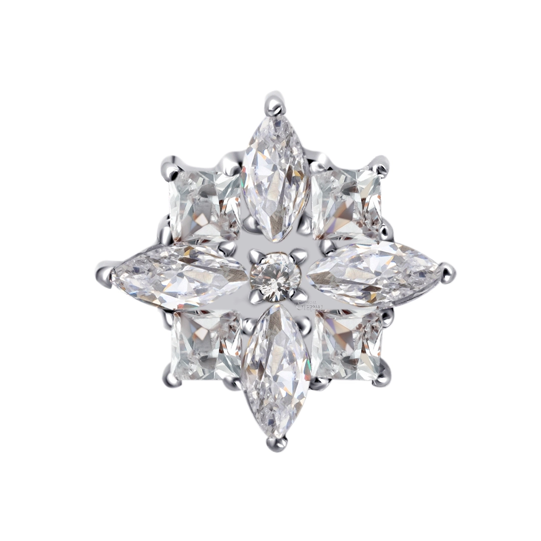 Eternal Metal F136 Titanium Piercing Full Of Inlaid Cz Square Top Piercing Threaded Jewelry 1