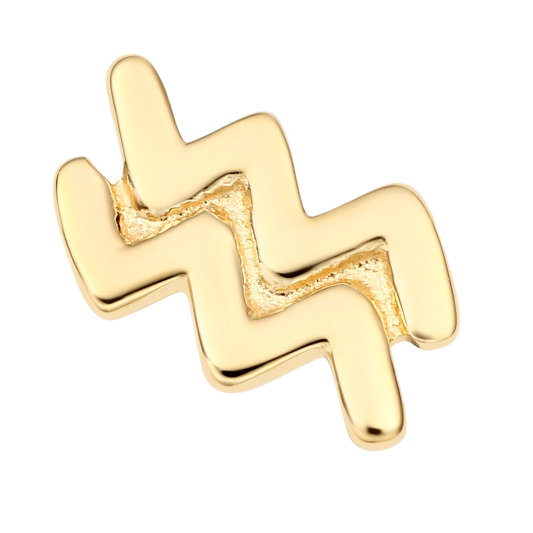Eternal Metal 14k Solid Gold Zodiac Signs Aquarius Helix Tragus& Labret Jewelry Threadless Push In Ends Tops 1