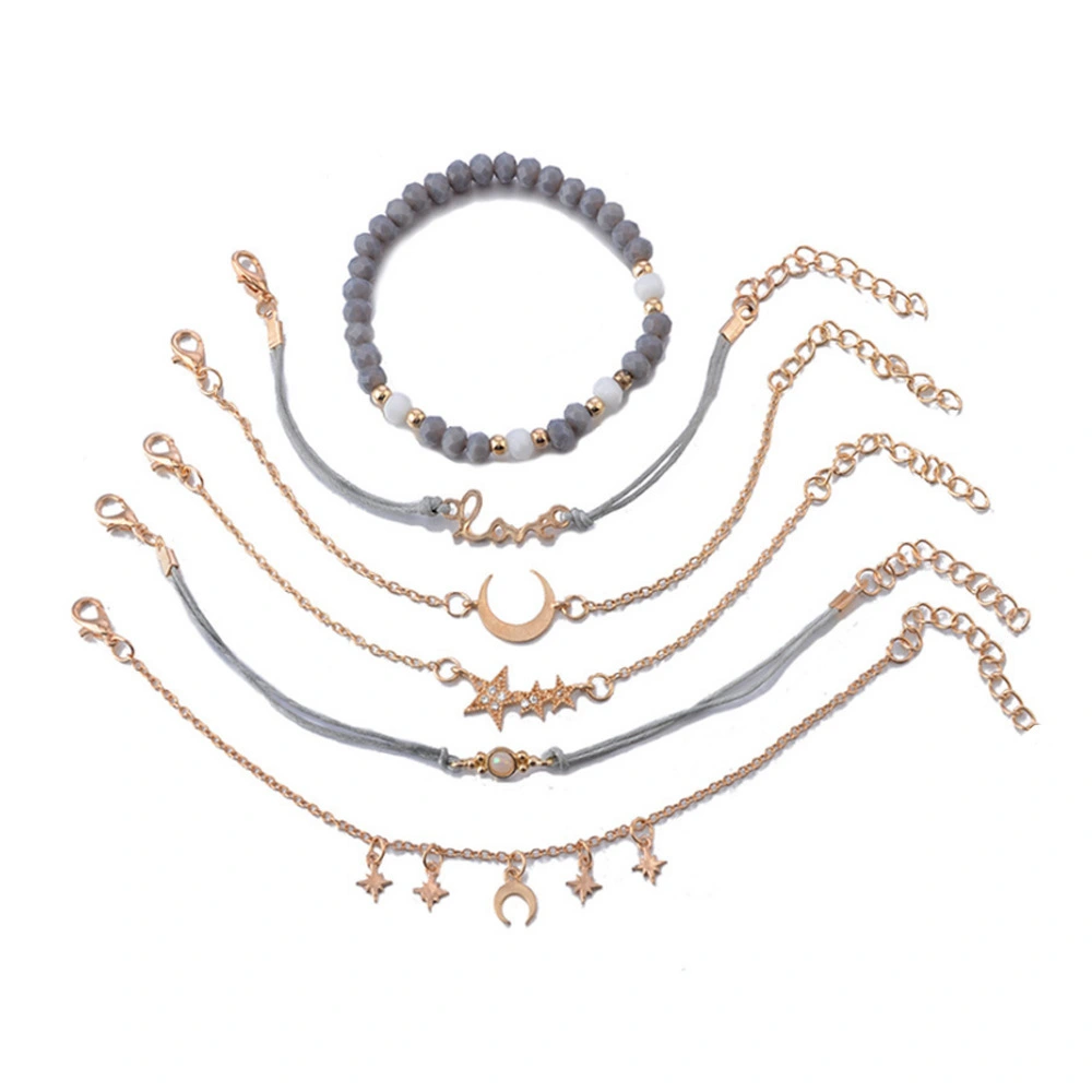 Wholesale Of New Fashion Temperament Personality Stars Moon Women's Beaded Charm Bracelet Set 1