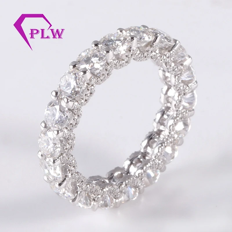 Provence Gem Pure White Gold incolore H & Une bande d'éternité Moisanite 3,5 mm coupée avec diamant micro-pave 1