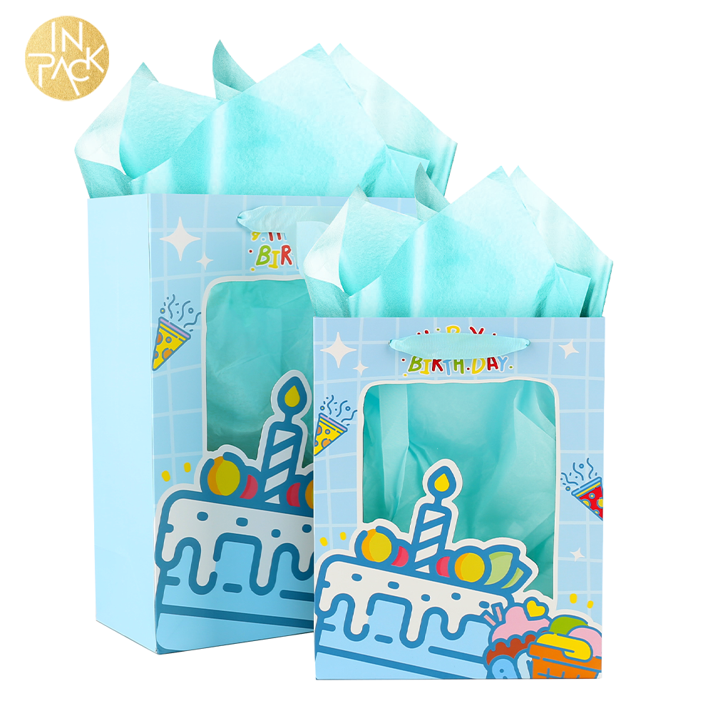 Individuell gestaltete Papiertüten als Gastgeschenke für Babypartys zum Großhandelspreis mit Sichtfenster 3