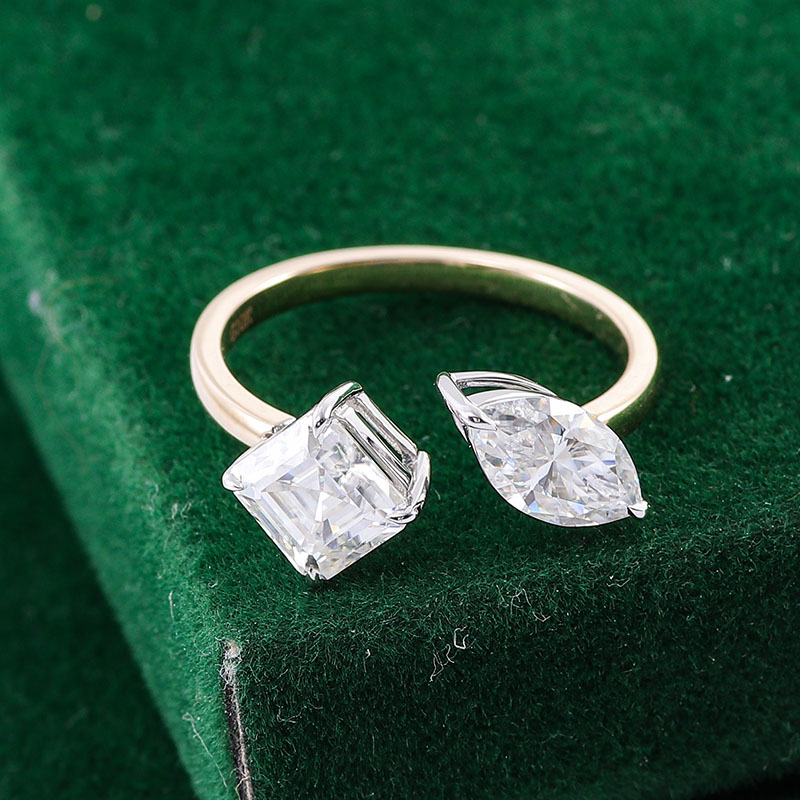 10 Karat Gelbgold Mode Großhandel Custom Moissanite Luxus Asscher <000000> Marquise Cut Verlobungsring für Dame Frauen Ringe 11
