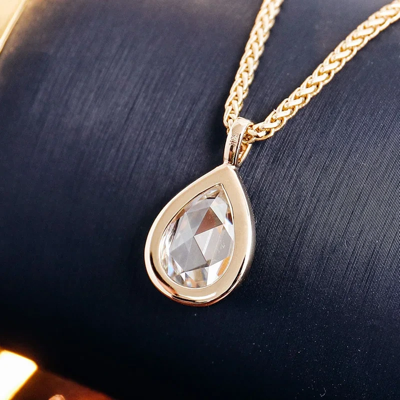 Single Teardrop Pear Shape 2ct Lab Grown Diamond Cvd Jewelry G/vs1 Igi Diamond Pendant Necklace In 14k Yellow Solid Gold 1