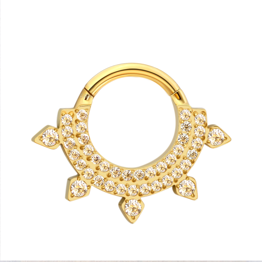 Eternal Metal Astm F136 Titanium Piercing Hinged Clicker Septum Ring With Cz Lined Piercing Jewelry 1