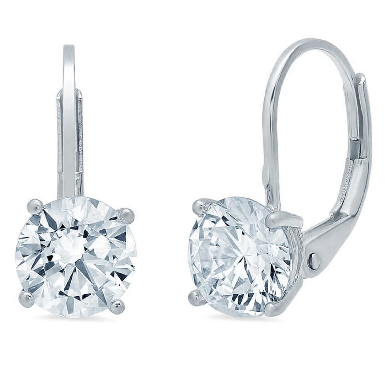 Bijoux à la mode 1ct Def Color de 6,5 mm coeur rond et flèche à levier Moisanite coupé des boucles d'oreilles de Provence Gems 1