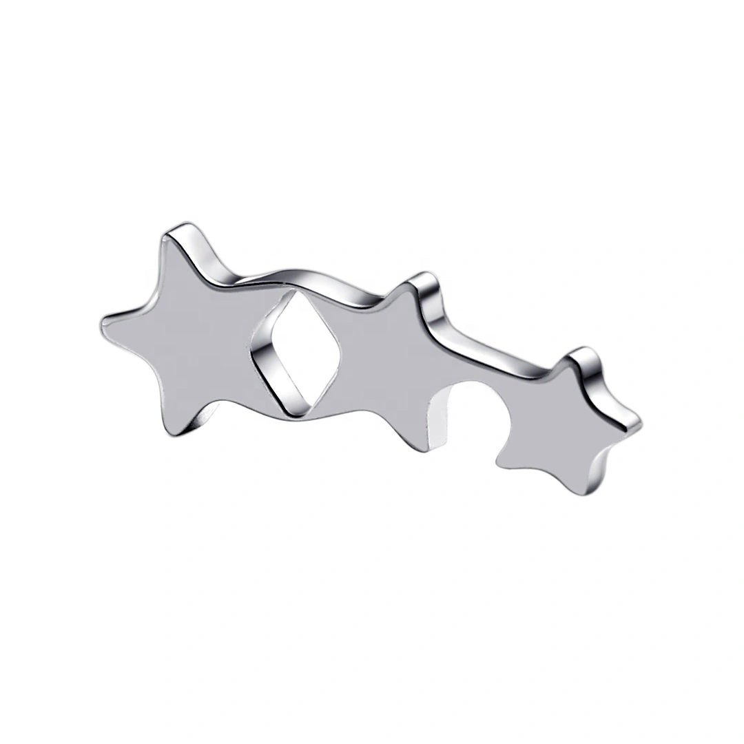 Eternal Metal Implant Grade Three Stars Shaped Internally Threaded Tops Titanium Piercing Jewelry 1
