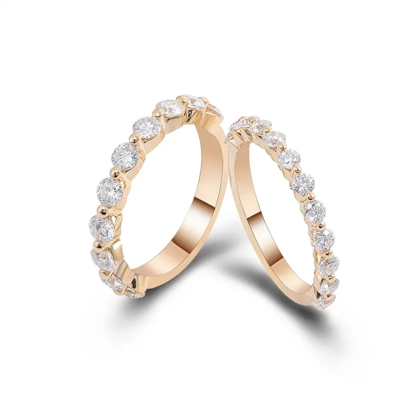 Provence Diamond Bubble Band Mouading Band Half Eternity 2,3 mm 3 mm Ring incolore Moisanite en 10k White Mariy Band 1