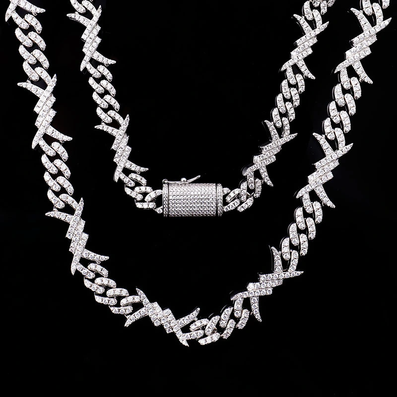 Provence Hip Hop Jewelry Moissanite Cuban Necklace Ice Out Moissanite Cuban Link Chain Miami Cuban Chain 1