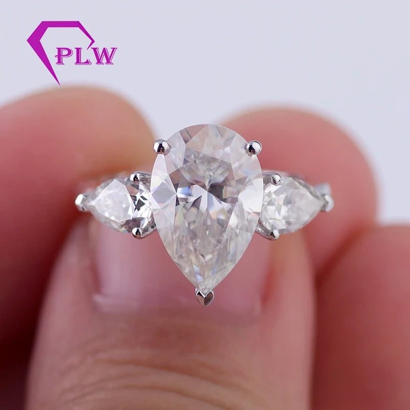 Idée cadeau de Noël trois anneaux Moisanite en pierre 4CT PEUR CUCHED ICE CUT COUPE MISANITE DE LIGAGNE DE MISSANITE EN 18K 1