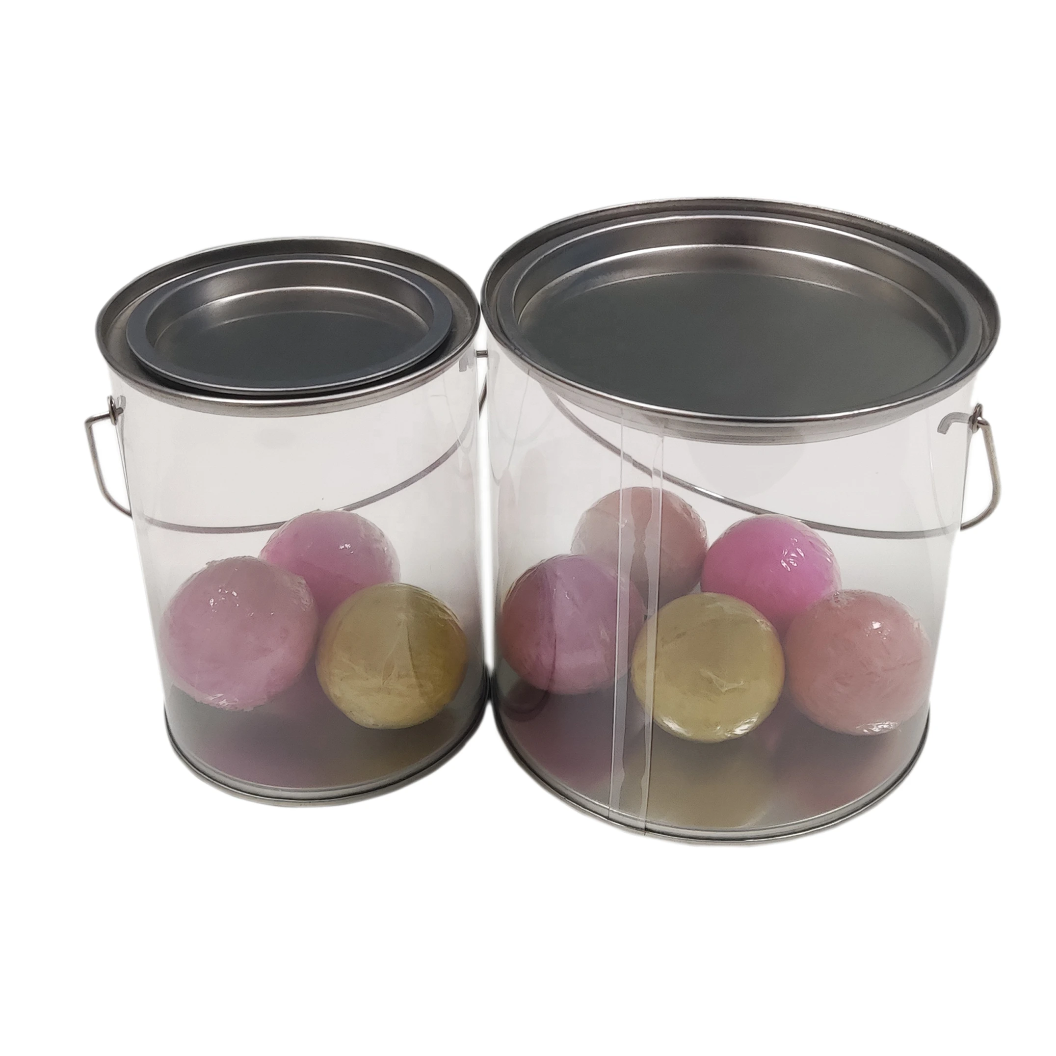 Clear Plastic PVC Food Grade Paint Empty Tin Bucket Packging with Lid 1