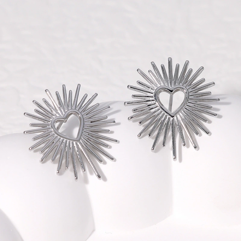 Cross Border European And American Titanium Steel Earrings Heart Shaped High-end Earrings Non Fading Stainless Steel Earrings 1